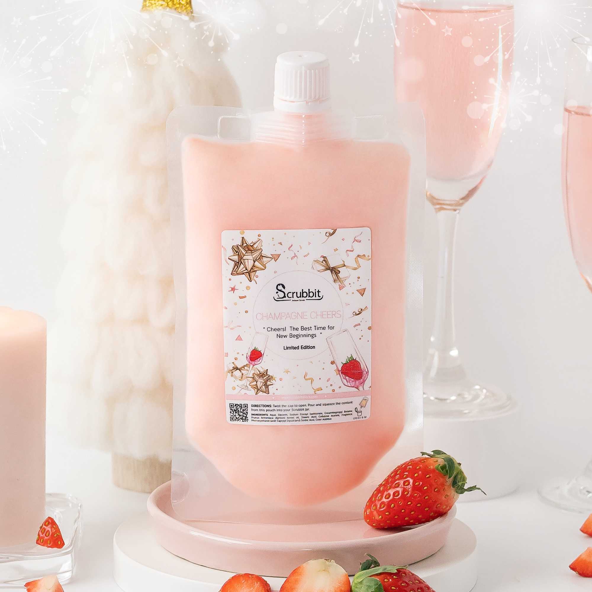 สบู่สครับ วิปนุ่มอาบน้ำ Scrubbit : Champagne Cheers! กลิ่นกลิ่นสตรอเบอร์รี่แชมเปญ ขนาดรีฟิล
