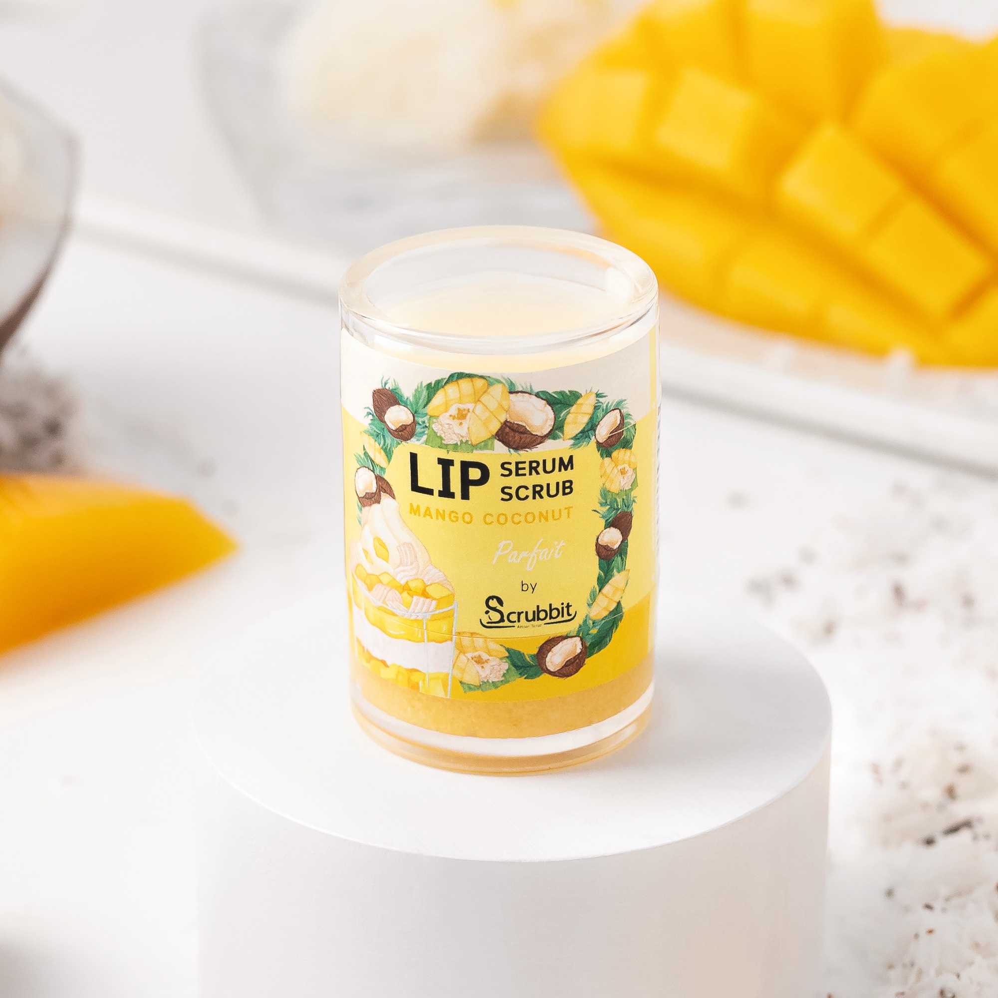 2 in 1 ลิปสครับ และลิปเซรั่ม Yummy Lips : มะม่วง มะพร้าว สครับปากจากผลไม้จริง