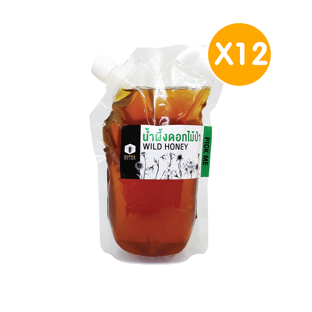 น้ำผึ้งดอกไม้ป่า 800 กรัม ถุงรีฟิล แพ็ค 12 ถุง Wild Honey 800g 12pcs