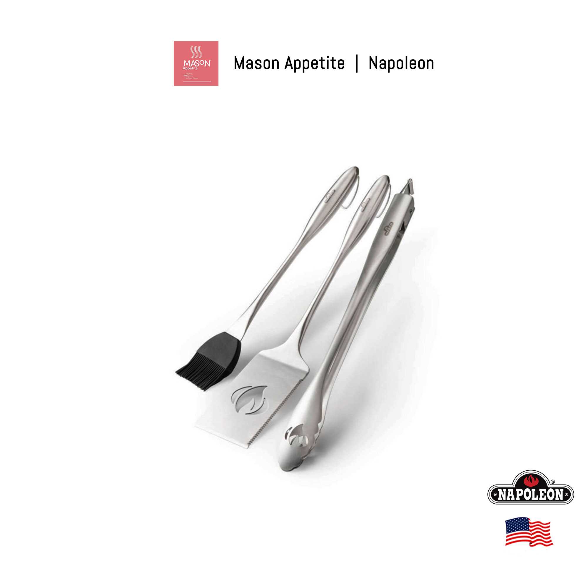 70034 Napoleon Toolset 3PC PRO ชุดอุปกรณ์ตะหลิว ที่คีบ แปรง นโปเลียน
