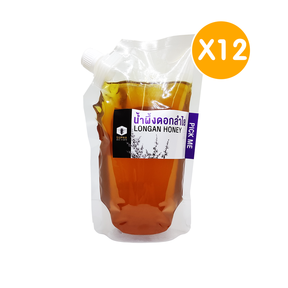 น้ำผึ้งดอกลำไย 800 กรัม ถุงรีฟิล แพ็ค 12 ถุง Longan Honey 800g 12pcs
