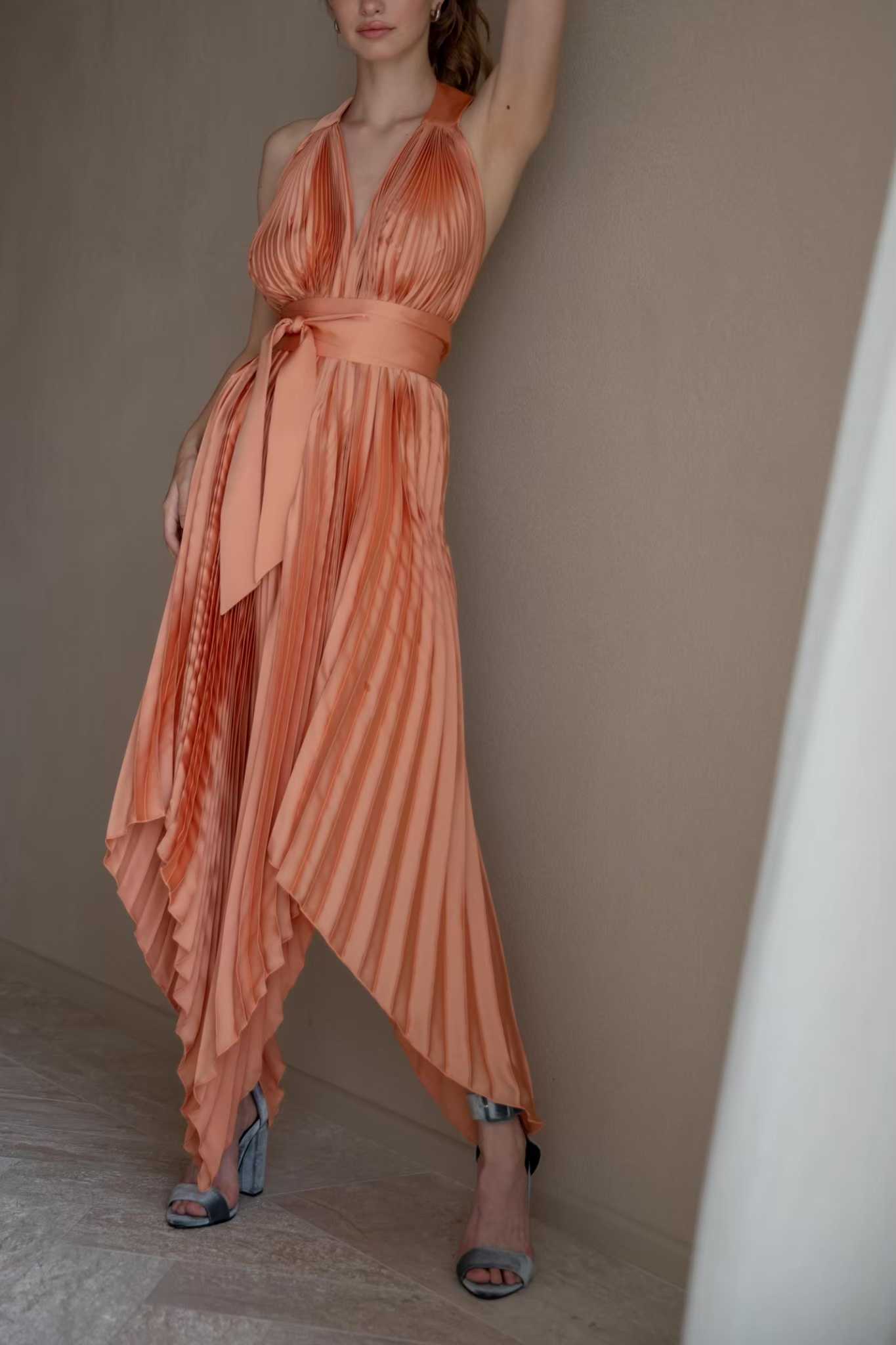 Open Back Dress - Peach