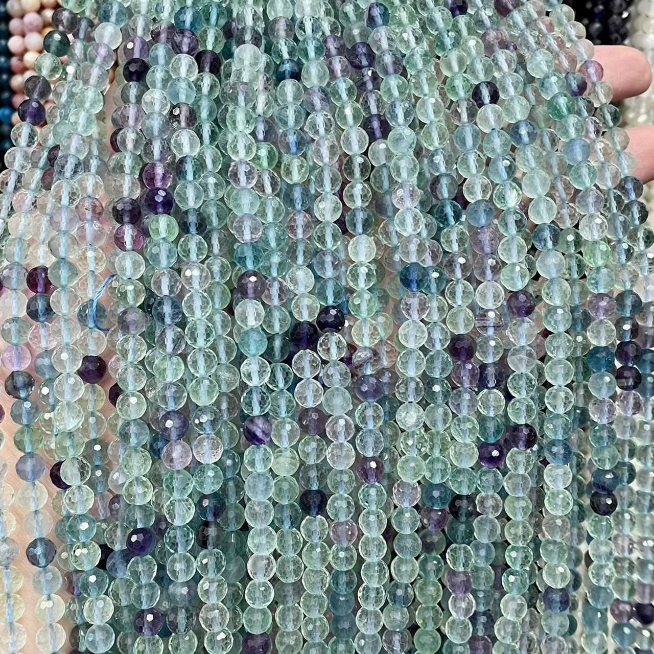 ฟลูออไรต์ (Fluorite) 6 mm เจียเหลี่ยม เส้นยาว