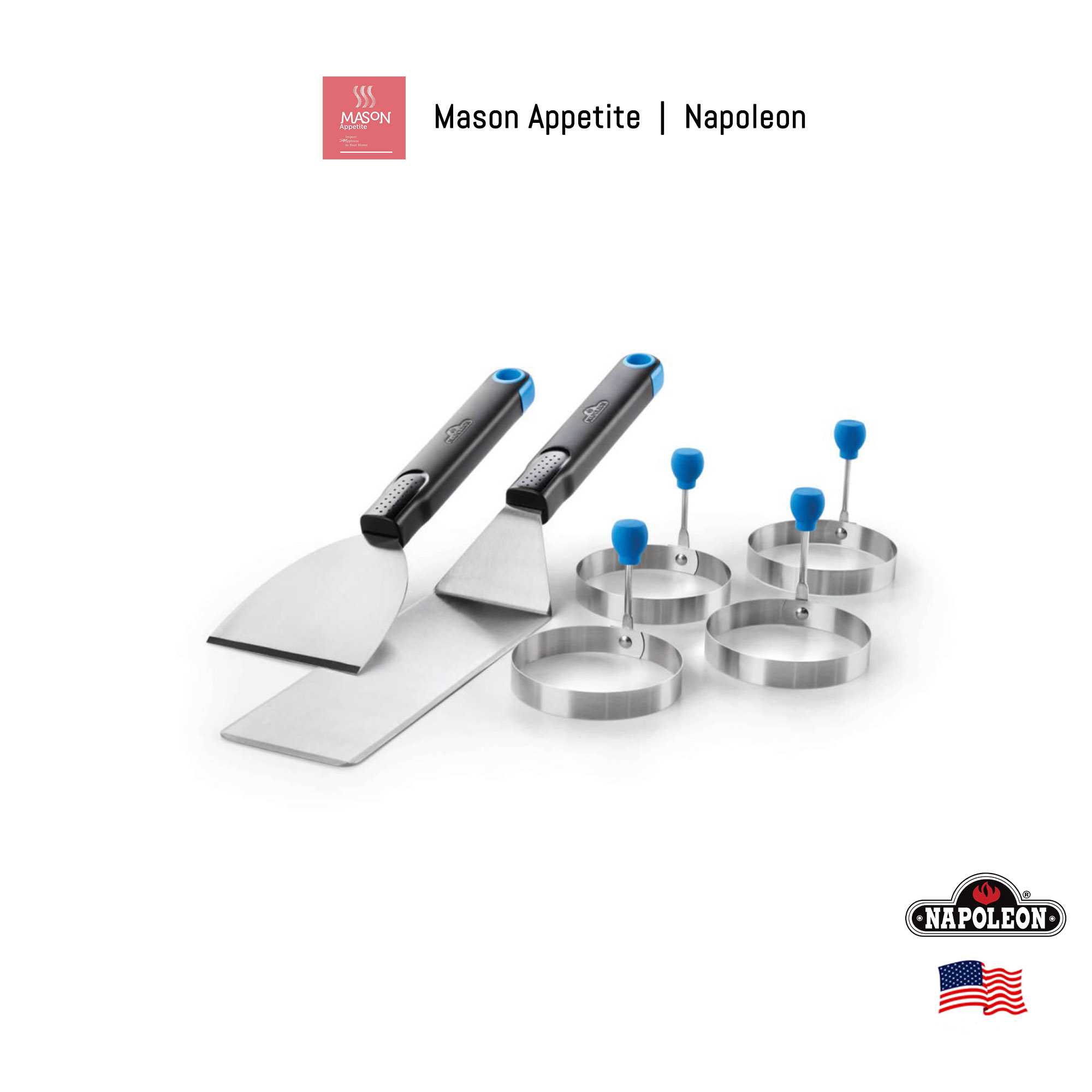 70055 Napoleon Breakfast Tool set ith 4 Egg Rings ชุดอุปกรณ์ทำอาหารเช้า สแตนเลสเลส นโปเลียน