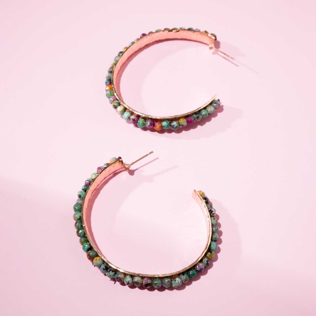 MALACHITE HALF HOOP EARRINGS (Cindy Selected)