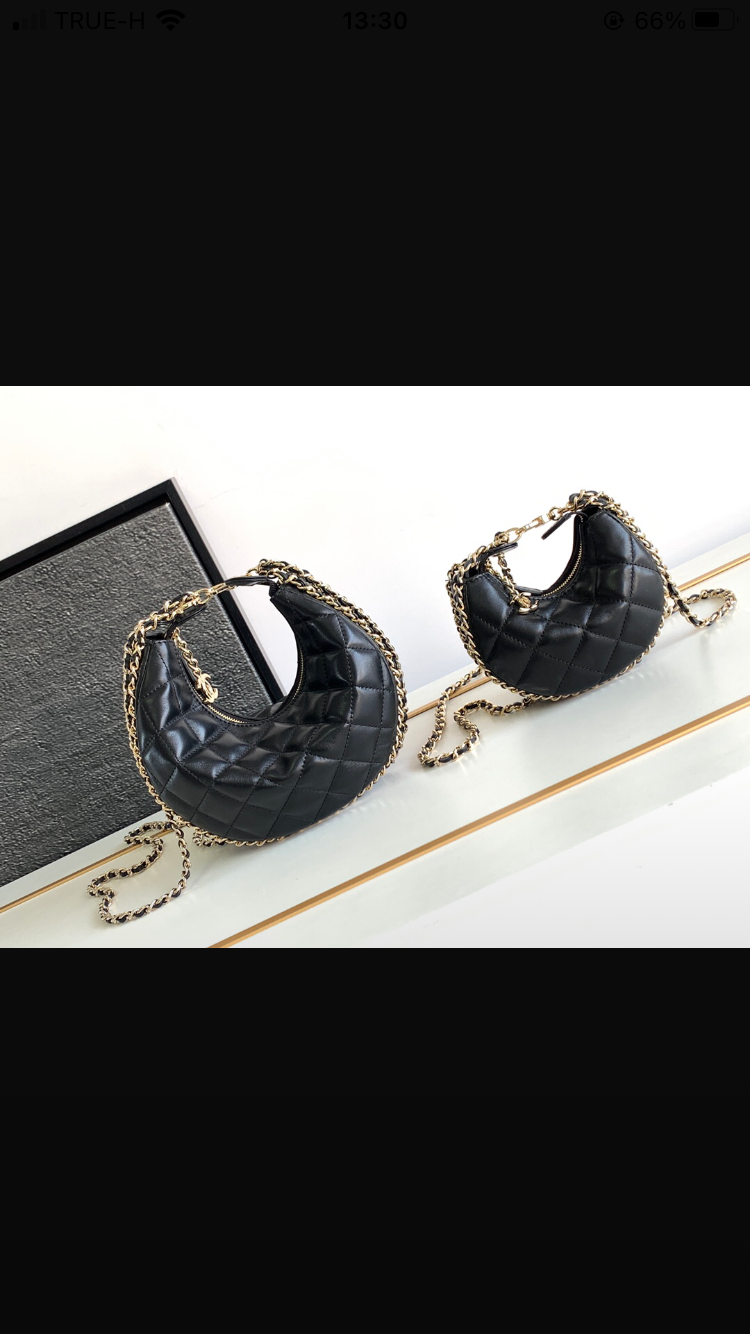 CHANEL small hobo bag Lamb skin light gold hardware