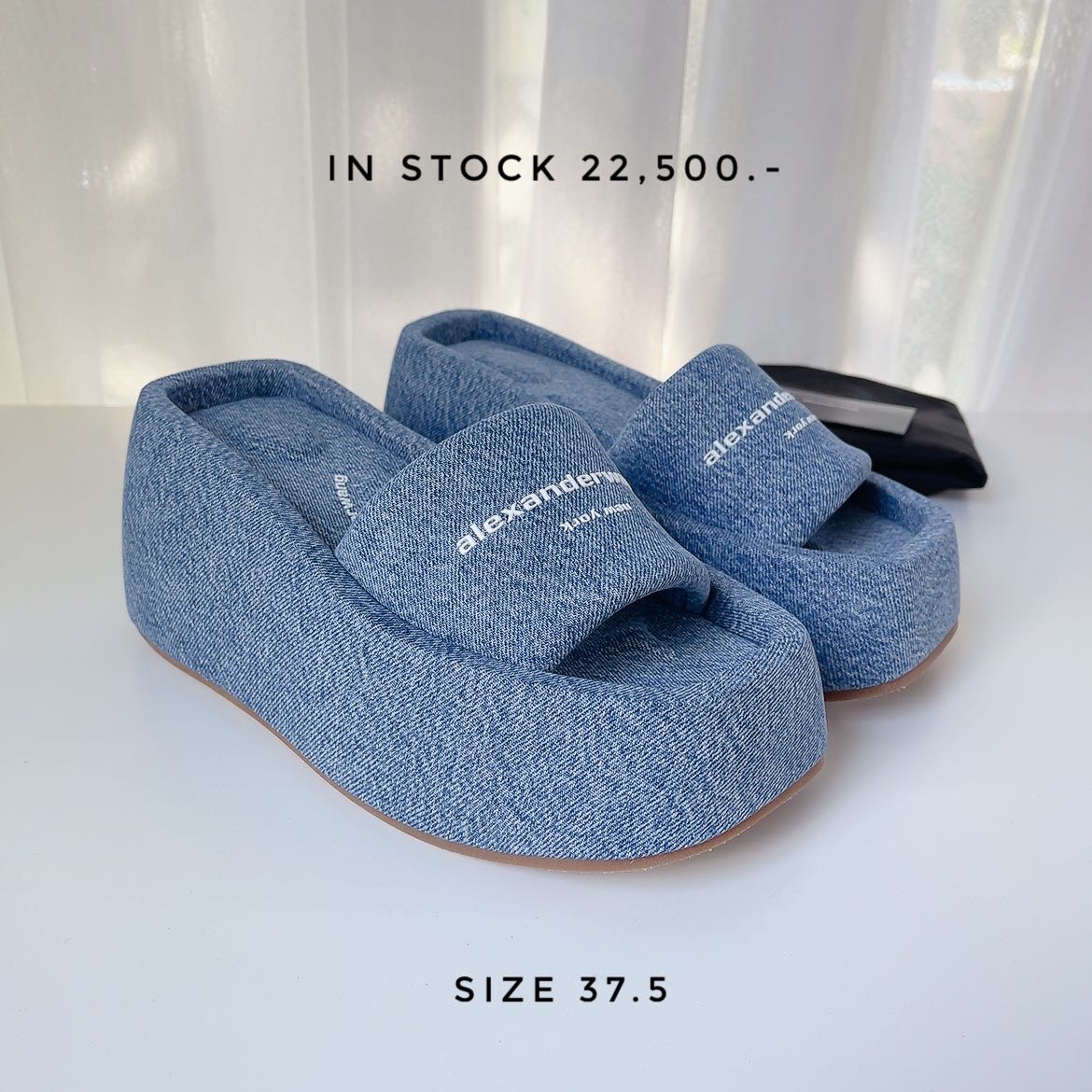 Alexander Wang taji platform sandal in washed denim