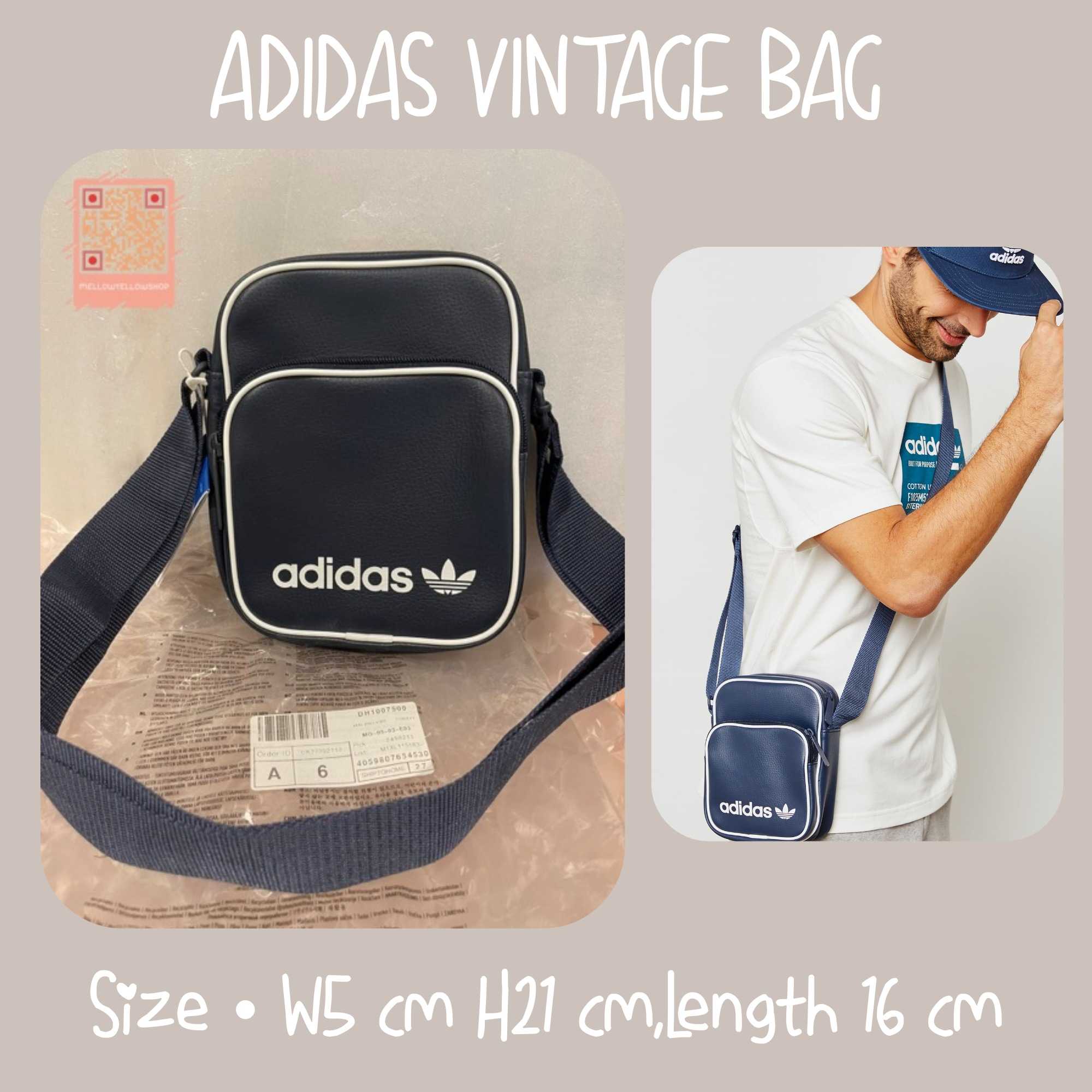 🔥 ลดเคลียร์ (หัวซิปหม่น) Adidas mini vintage bag white navy