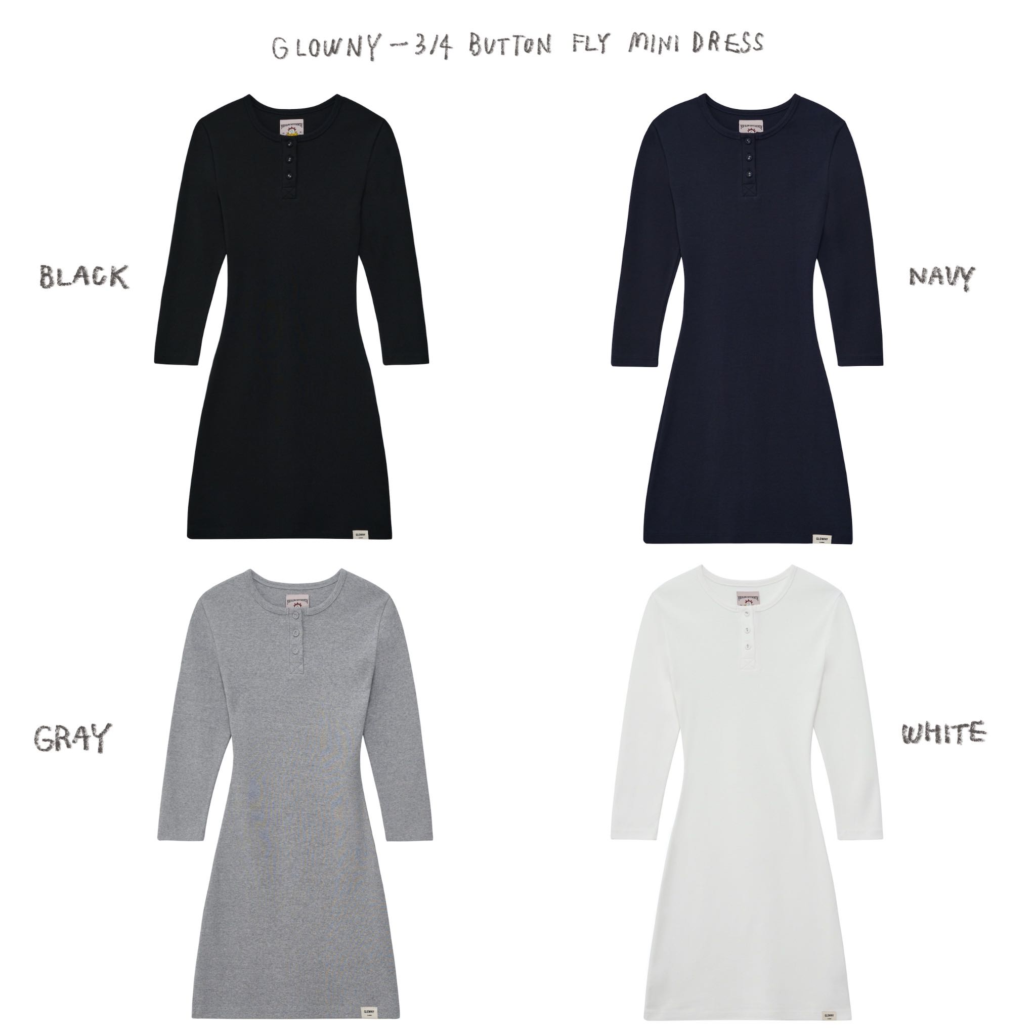 (PRE,รวมส่ง)  3/4 BUTTON FLY MINI DRESS /GLOWNY 