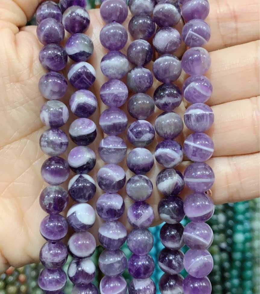 เชฟร่อน อเมทิสต์ (Chevron Amethyst) ทรงกลม เส้นยาว