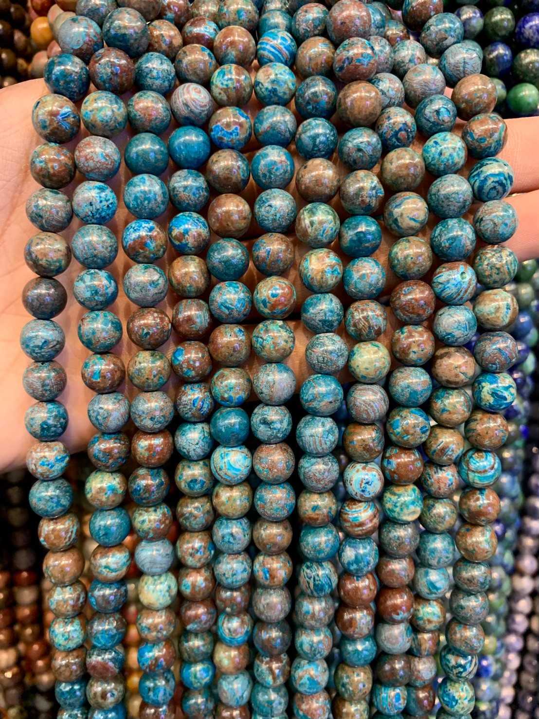 คริสโซคอลล่า (chrysocolla) ทรงกลม เส้นยาว