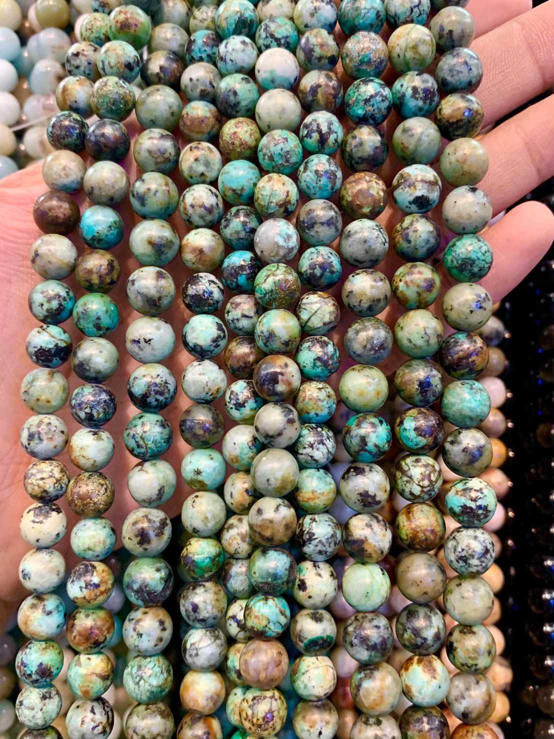 เทอร์คอยส์ แอฟริกา (African Turquoise) ทรงกลม เส้นยาว