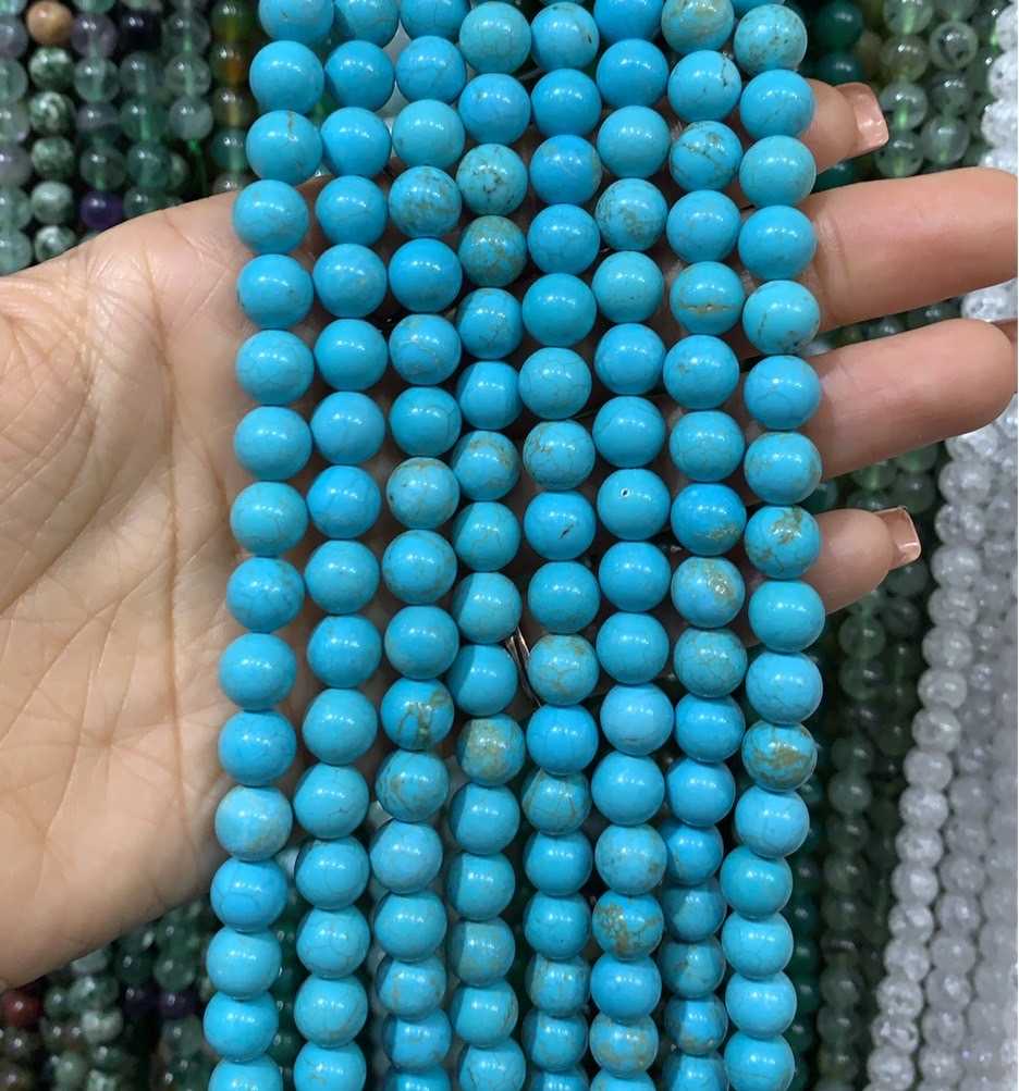 เทอร์คอยส์ อเมริกา (American Turquoise) ทรงกลม เส้นยาว