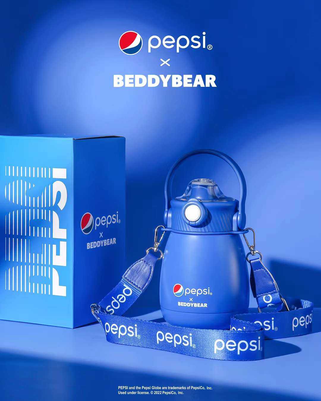 BeddyBearXPepsi กระติกน้ำสูญญากาศสแตนเลส ฝายกดื่ม เก็บอุณหภูมิ ร้อน/เย็น พร้อมสายสะพาย  BB010SPS-007