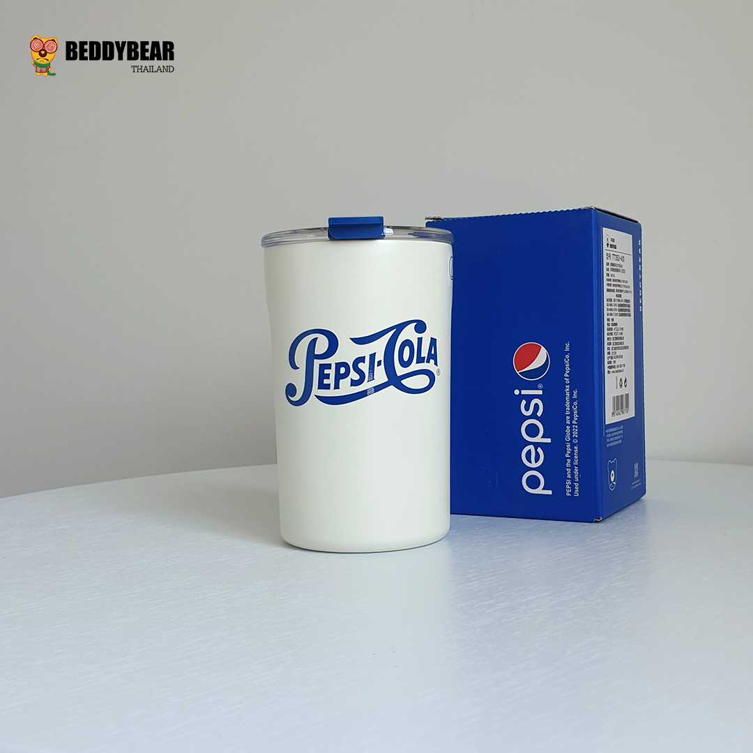 BeddyBearXPepsi แก้วน้ำสูญญากาศแสตนเลส เก็บอุณหภูมิ ใช้งานได้ 2 แบบ ยกดื่มหรือหลอดดูด BBA011PS-008B