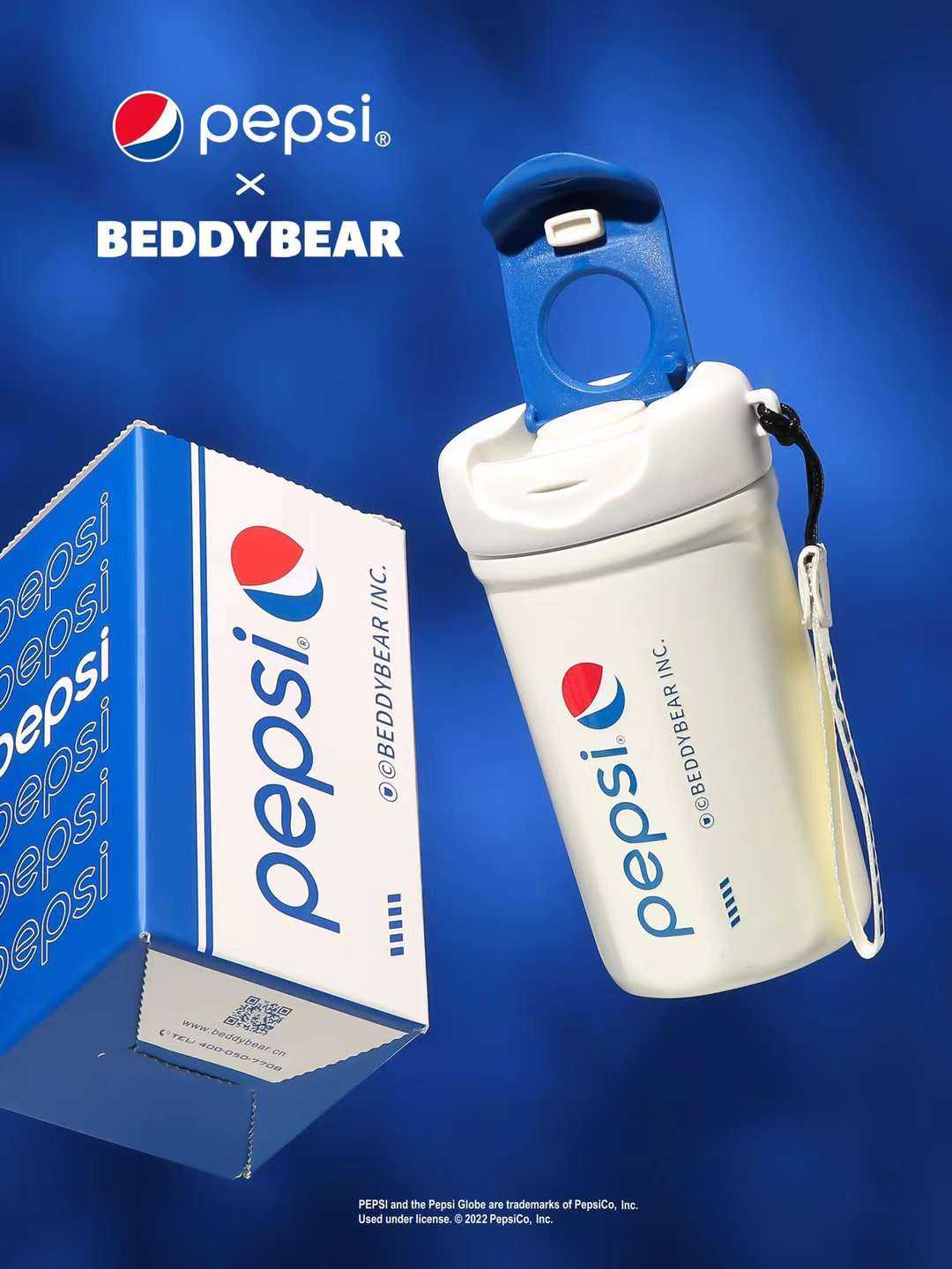 BeddyBearXPepsi แก้วน้ำสูญญากาศแสตนเลส เก็บอุณหภูมิ ร้อน/เย็น ฝายกดื่ม  BBA012PS-008 400 ml.