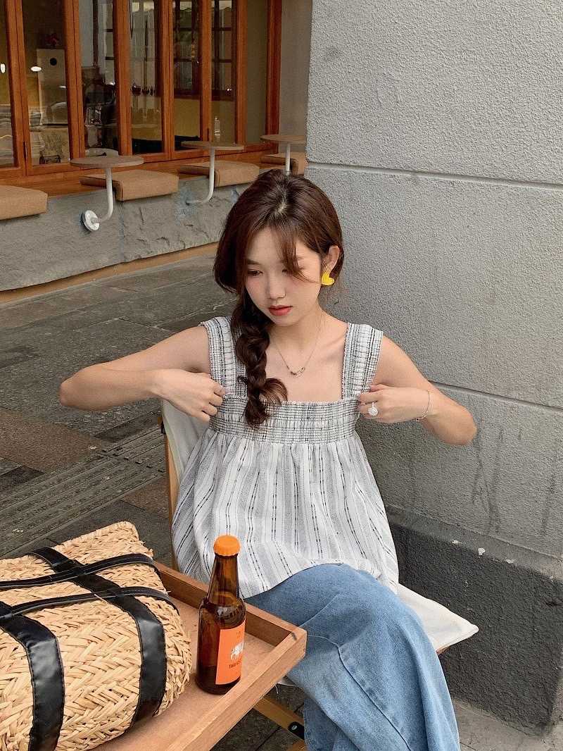 T128 เสื้อแขนกุด ขนาดฟรีไซส์ สไตล์เกาหลี