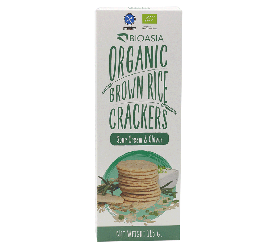 ไบโอเอเชีย แครกเกอร์ข้าวกล้องซาวครีม Organic 115 g