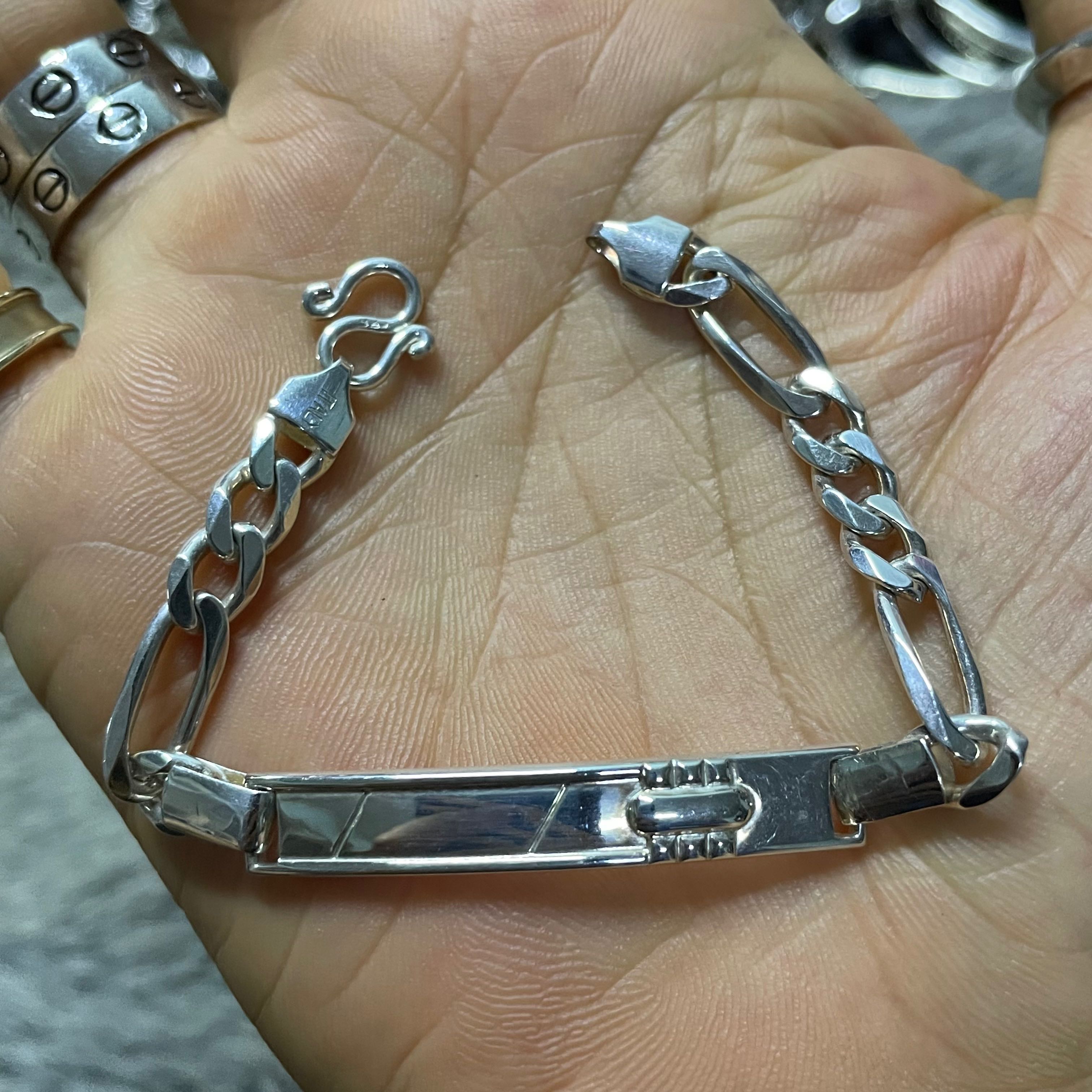 สร้อยข้อมือเงินแท้925 กว้าง6มม. ยาว6นิ้ว 