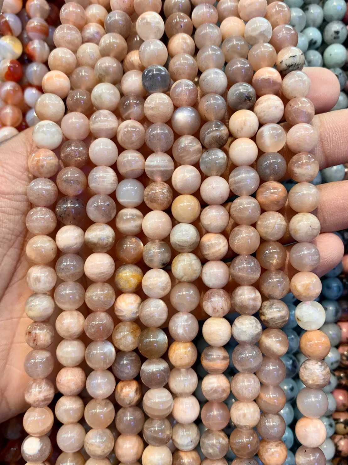 ซันสโตน (Sunstone) ทรงกลม เส้นยาว