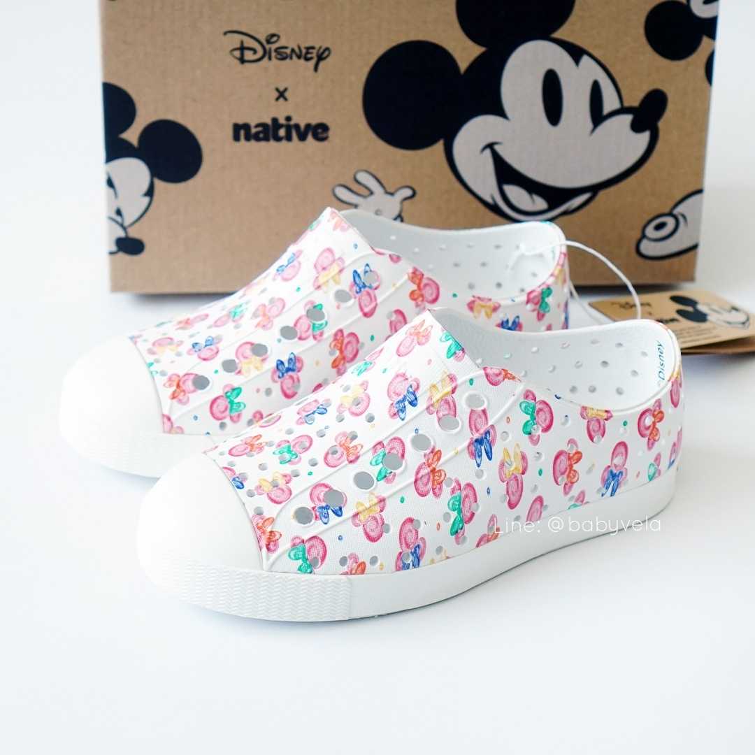 Native Jefferson Disney Print Child (Shell White/ Shell White/ Minnie Paint Drops All Over Print)