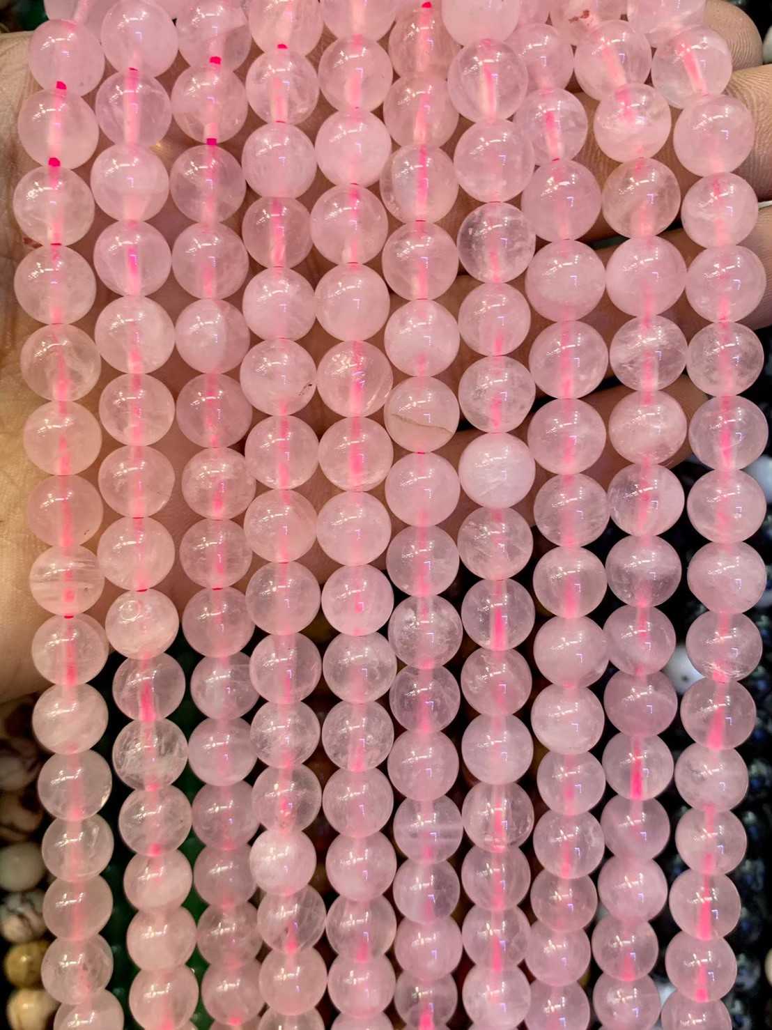โรสควอตซ์ บลาซิล (Brazilian Rose Quartz) ทรงกลม เส้นยาว