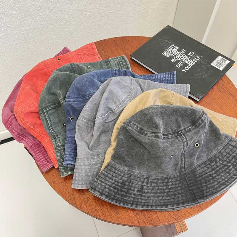 [พร้อมส่ง] Bucket Hat หมวกปีกกว้างฟอกสี ทั้งหมด 7 สี ดูด้านในเลย unisex - couple | QH006