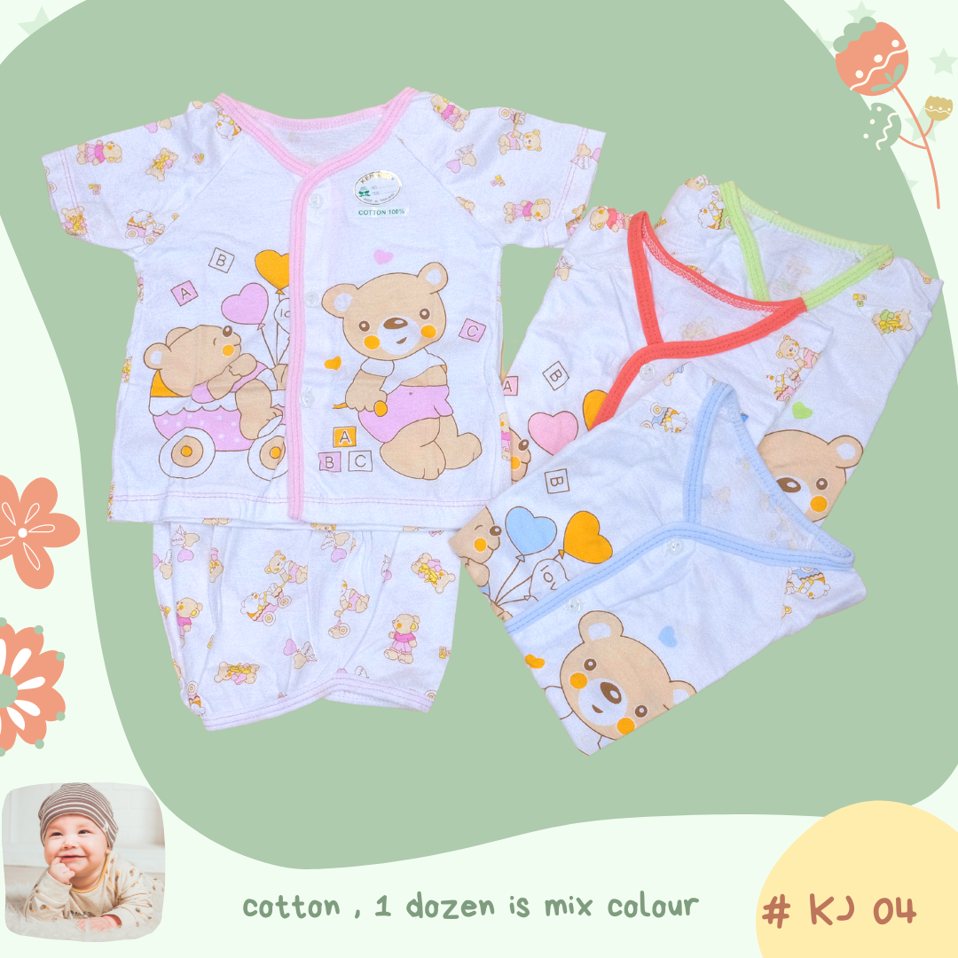 KJ 04 ,100% Cotton  Shirt w/Button and Shorts ชุดแขนสั้นกระดุมหน้า