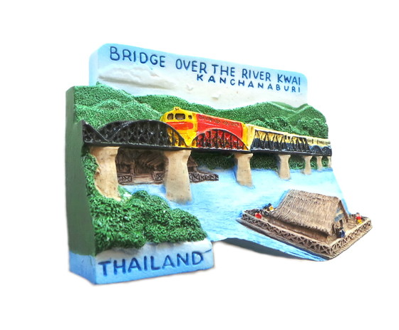 แม่เหล็กติดตู้เย็น สะพานข้ามแม่น้ำแคว,Bridge Over the river Kwai Kanchanaburi,Resin 3D Fridge Magnet