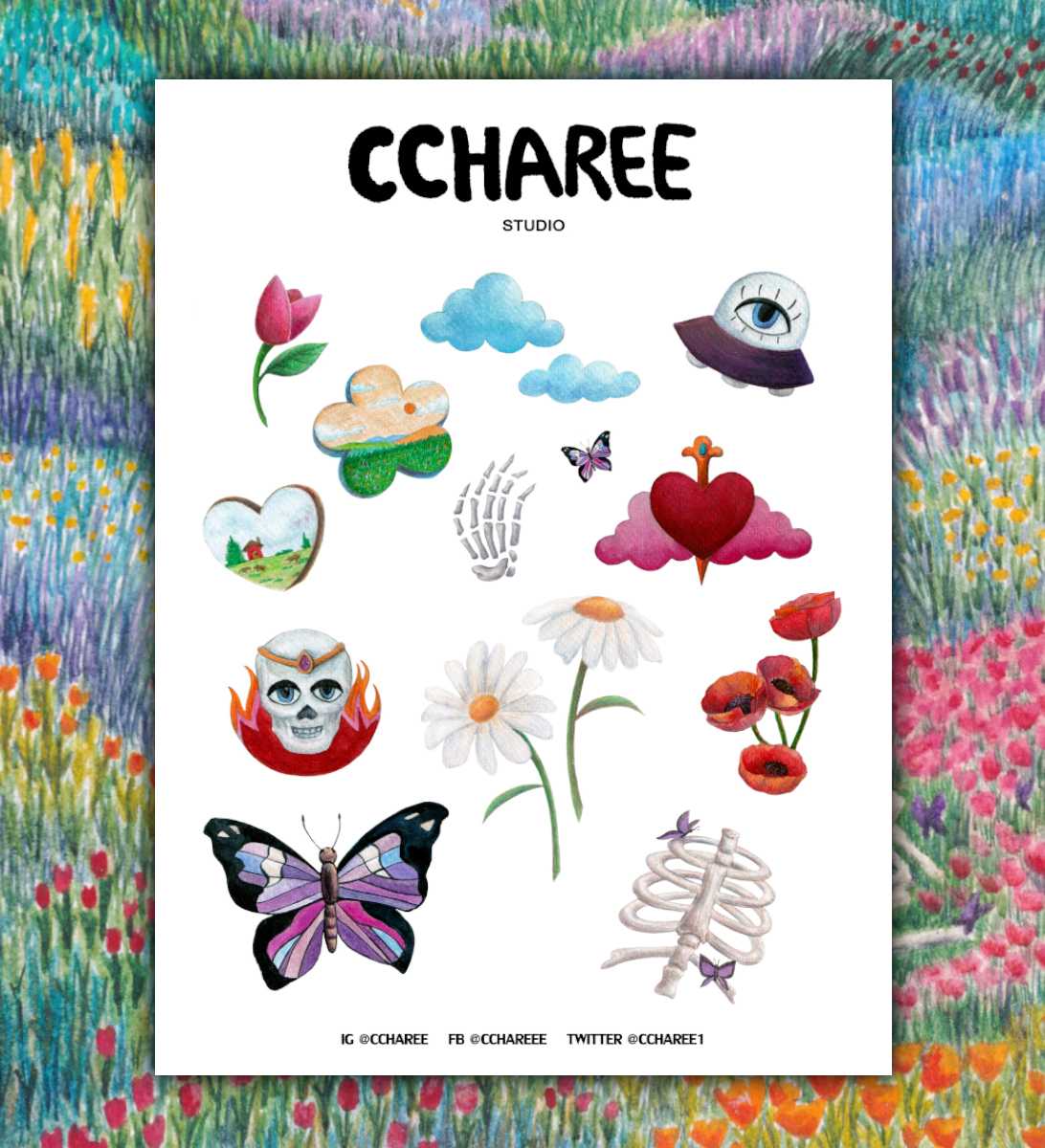 CCHAREE STICKER A6 สติ๊กเกอร์ไดคัทขอบขาว