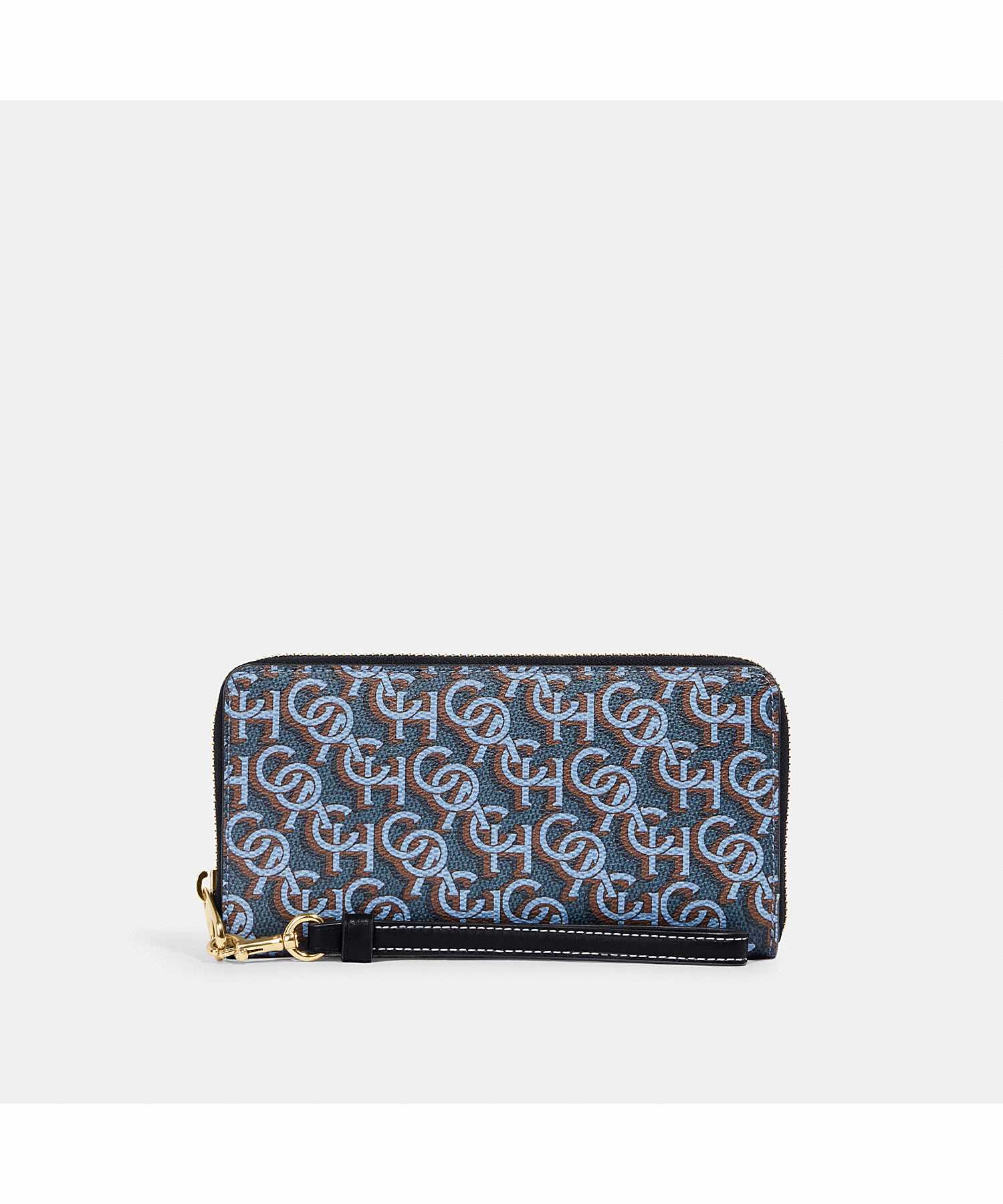 COACH LONG ZIP AROUND WALLET WITH SIGNATURE MONOGRAM PRINT CF521 IMNAV