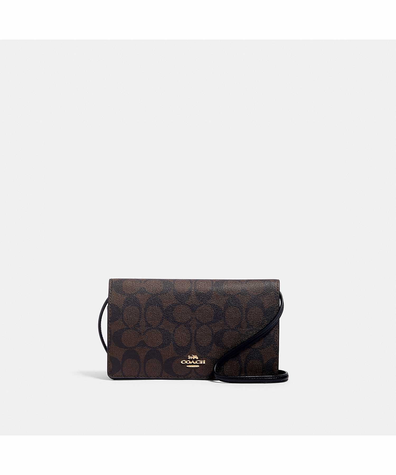 COACH ANNA FOLDOVER CROSSBODY CLUTCH IN SIGNATURE CANVAS 3036  IMAA8