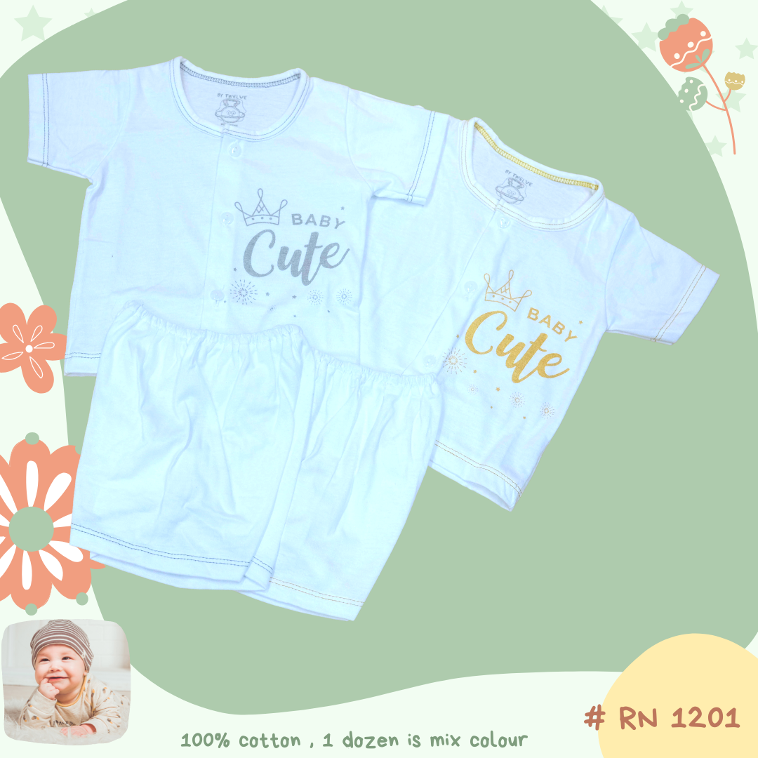 RN 1201,  100% Cotton  Shirt w/Button and Shorts ชุดแขนสั้นกระดุมหน้า