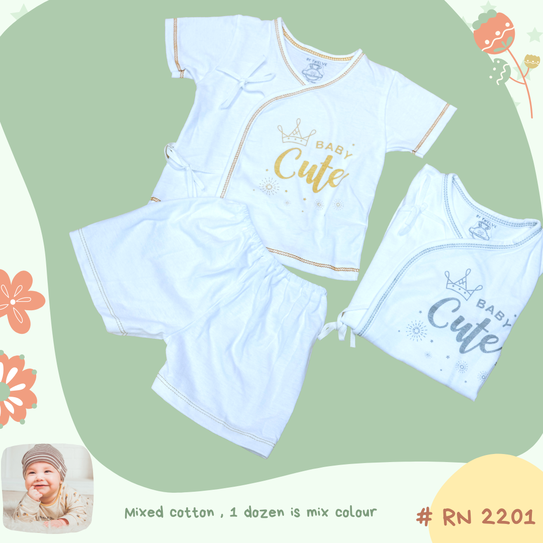 RN 2201,  100% Cotton  Shirt w/tie and Shorts ชุดแขนสั้นป้ายหน้า