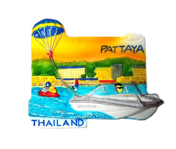 แม่เหล็กติดตู้เย็น พาราเซลลิ่ง เรือลากร่ม พัทยา,Parasailing Pattaya Resin 3D Fridge Magnet