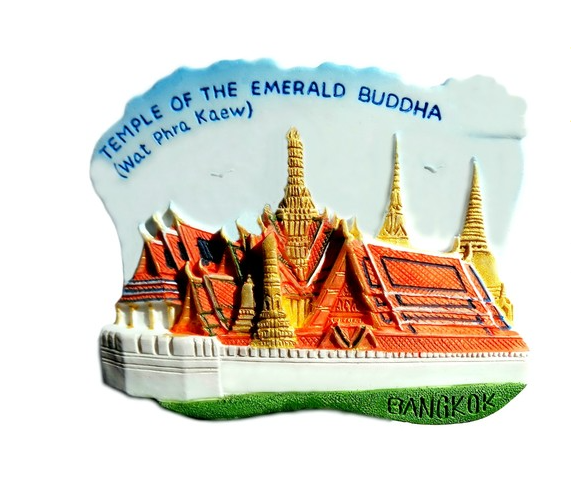 แม่เหล็กติดตู้เย็น วัดพระแก้ว,Temple of the Emerald Buddha Bangkok Resin 3D Fridge Magnet