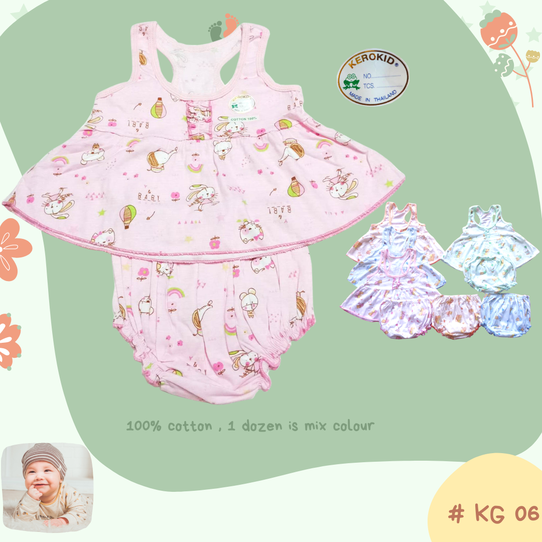KG 06 ,  100% Cotton Dress Sleeveless  and Pants ชุดกระโปรงเด็กมีแขนกุด
