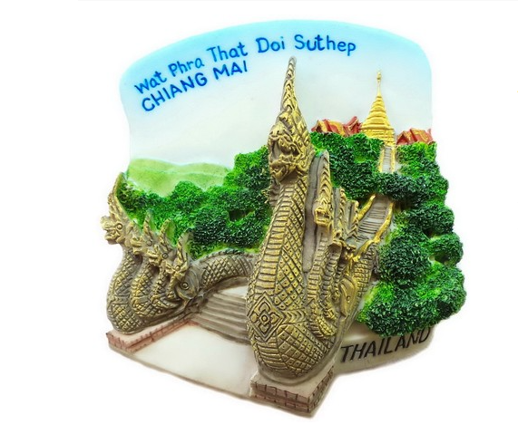 แม่เหล็กติดตู้เย็น บันไดพญานาค พระธาตุดอยสุเทพ เชียงใหม่, Souvenir  Resin 3D Fridge Magnet