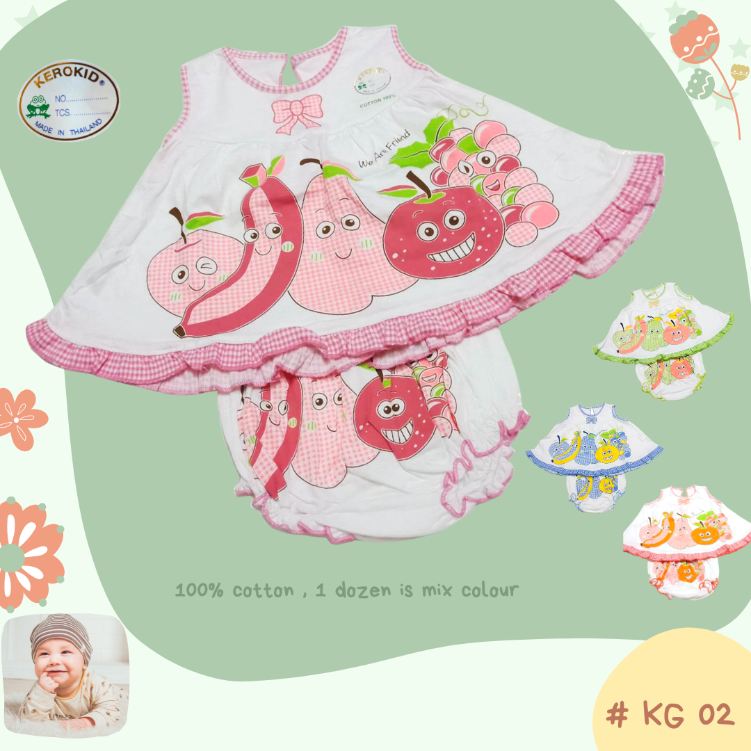 KG 02 ,  100% Cotton Dress  and Pants ชุดกระโปรงเด็กมีแขน