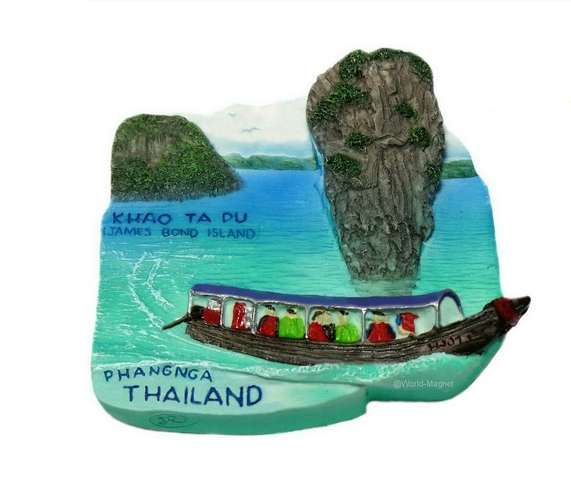 แม่เหล็กติดตู้เย็น เขาตาปู พังงา,Ko Ta Pu (James Bond Island) Thailand Resin 3D Fridge Magnet