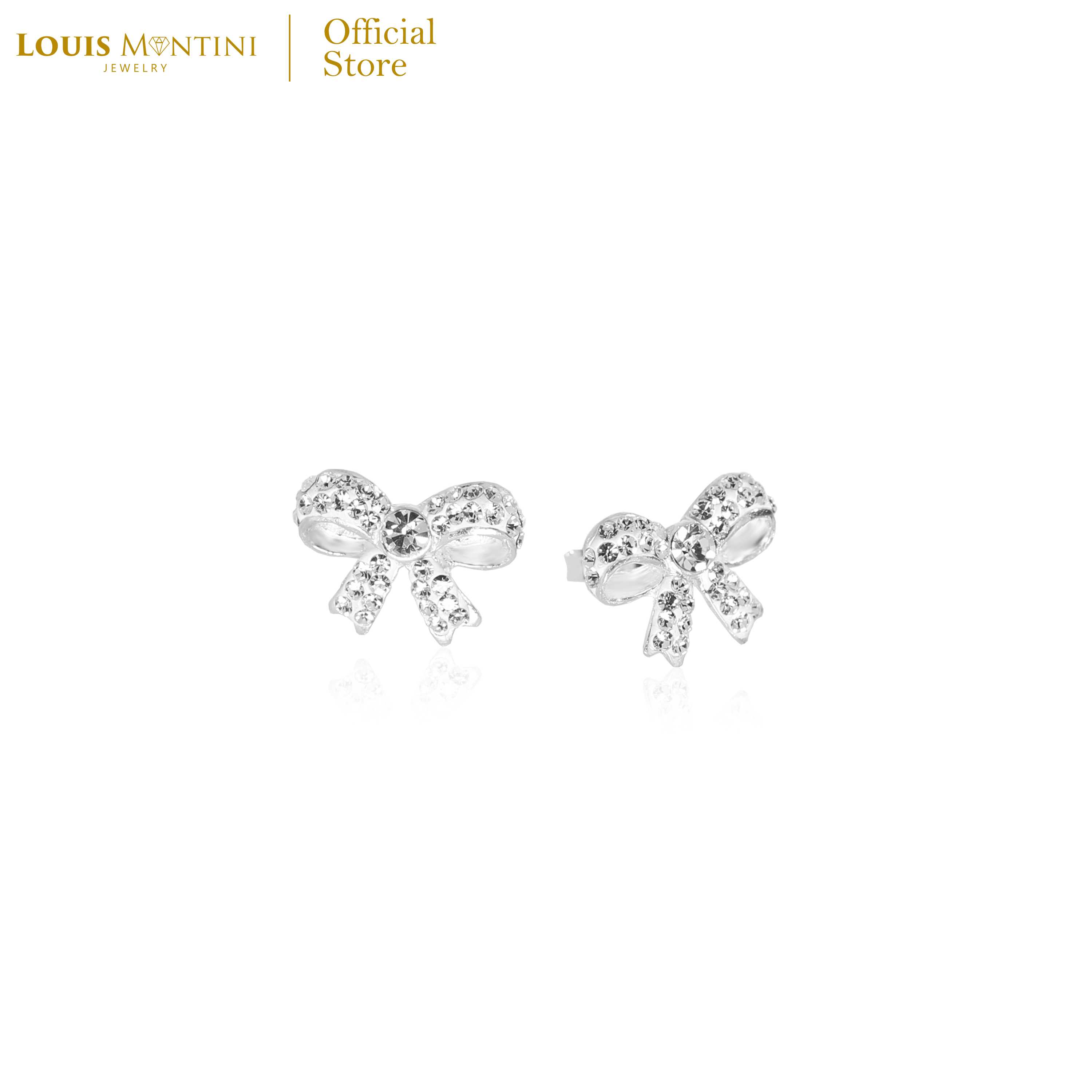 Louis Montini (Jewelry) Sterling Silver 925 Earrings ต่างหูเงินแท้ 92.5%  รูปโบว์ LJER15