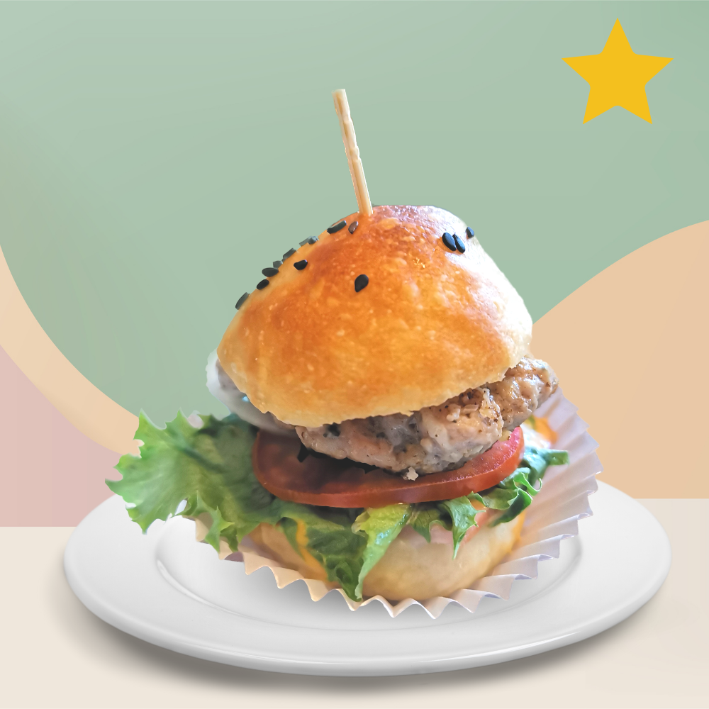 มินิเบอร์เกอร์ (ไก่, หมู, แฮมชีส) (ขั้นต่ำ 20 ชิ้น)