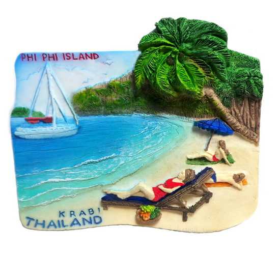 แม่เหล็กติดตู้เย็น ชายหาด เกาะพีพี กระบี่, koh phi phi beach Resin 3D Fridge Magnet