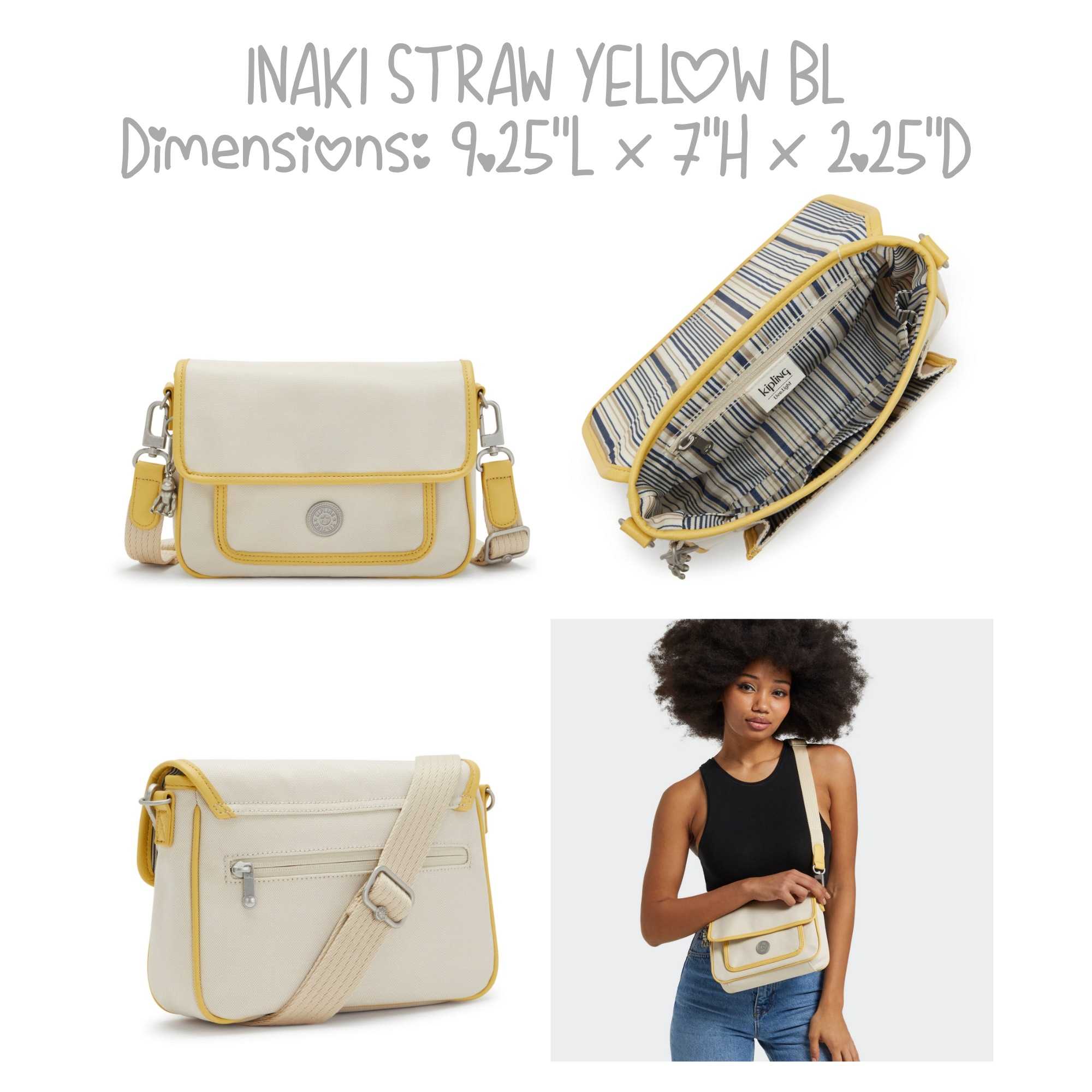 (มือ2) KIPLING INAKI STRAW YELLOW BL