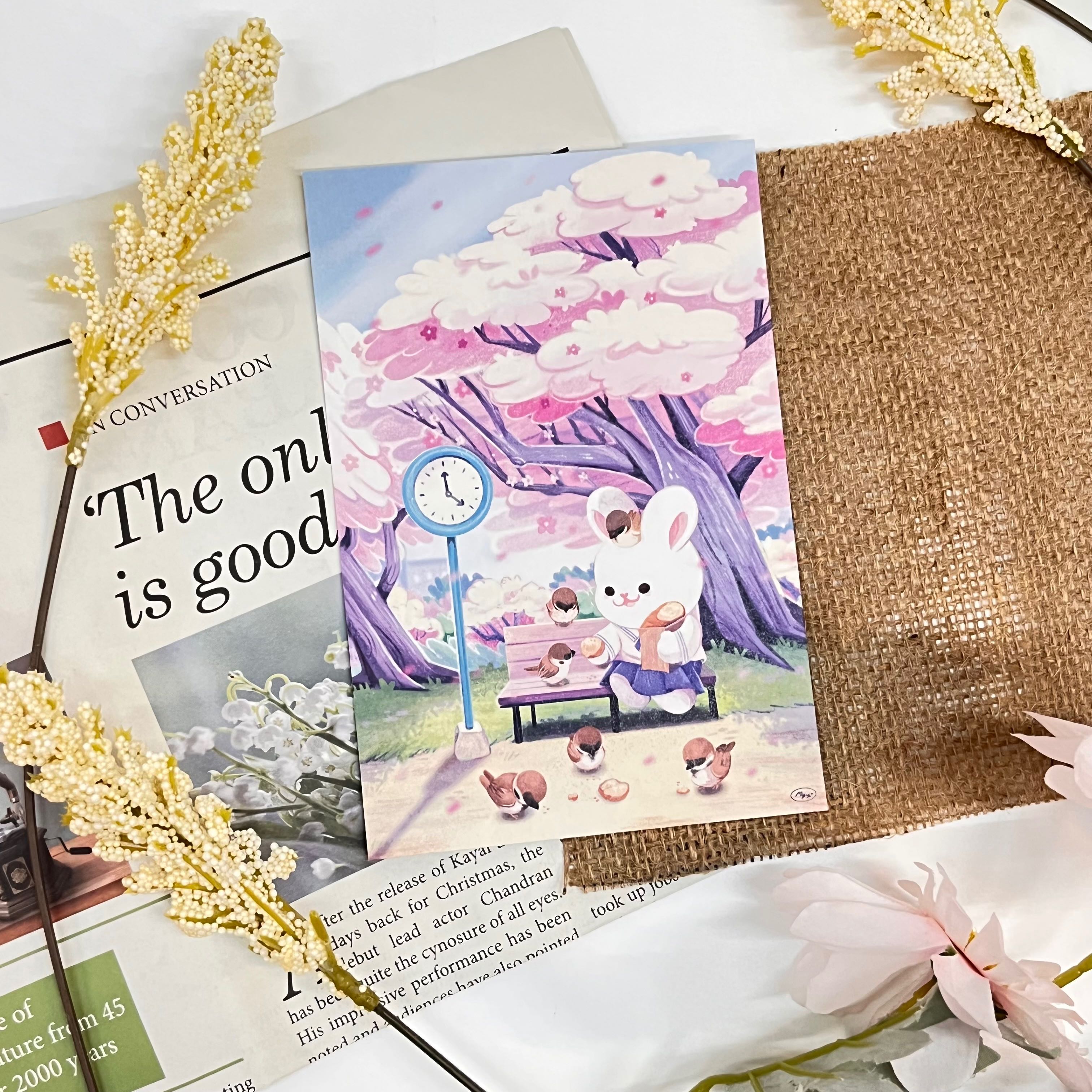 postcard 4x6 inch | bunny in the park