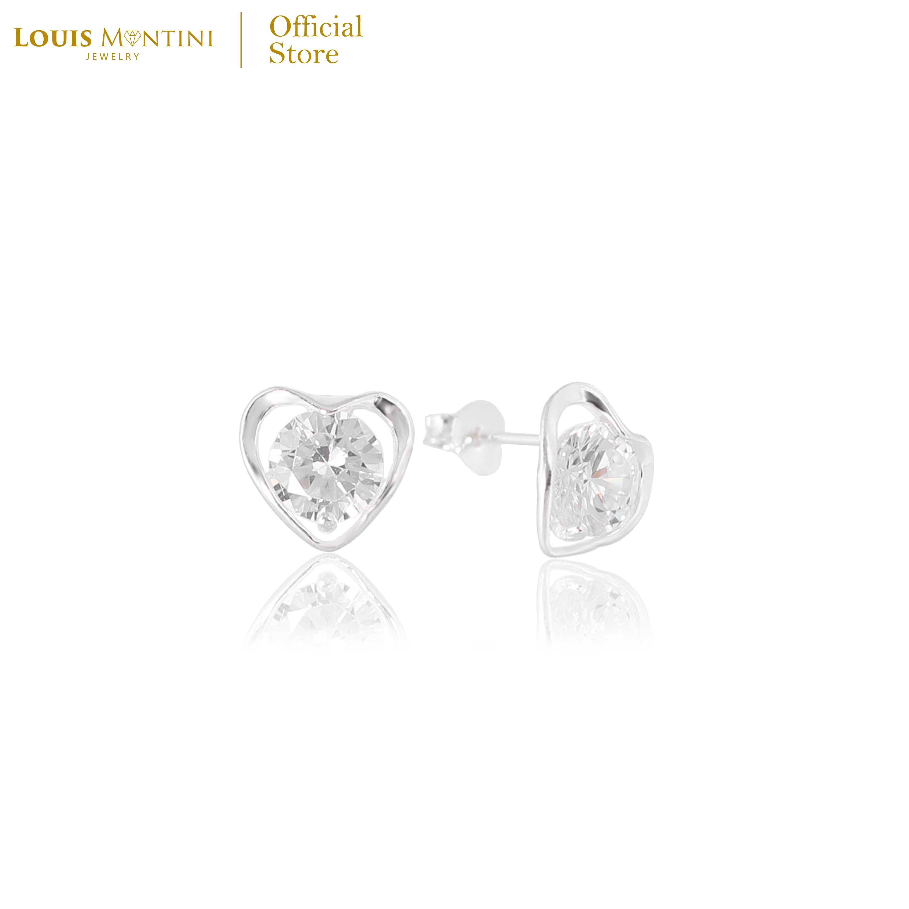Louis Montini (Jewelry) Sterling Silver 925 Earrings ต่างหูเงินแท้ 92.5% รูปเพชร LJER18