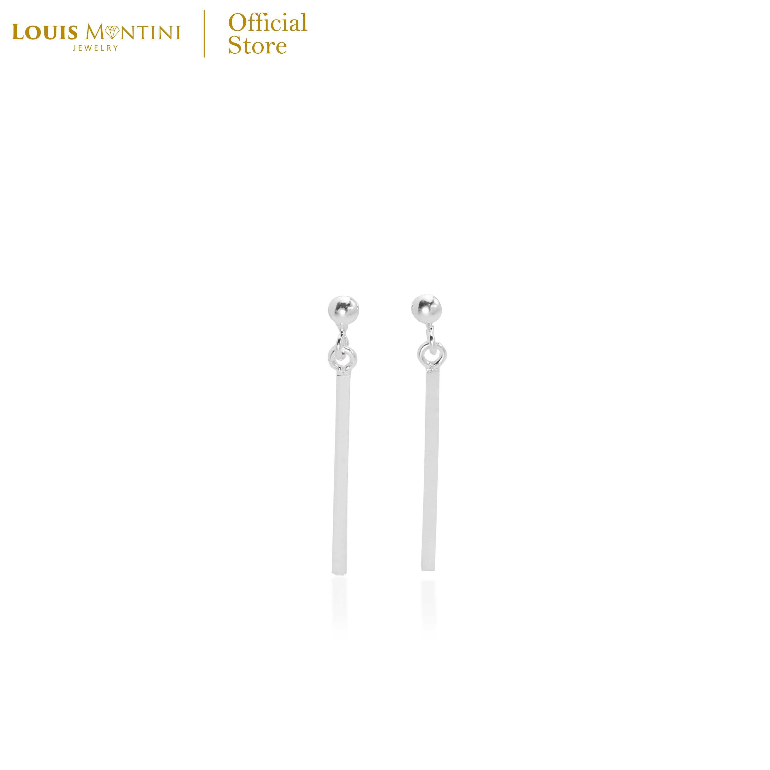 Louis Montini (Jewelry) Sterling Silver 925 Earrings ต่างหูเงินแท้ 92.5% ทรงบาร์ LJER20