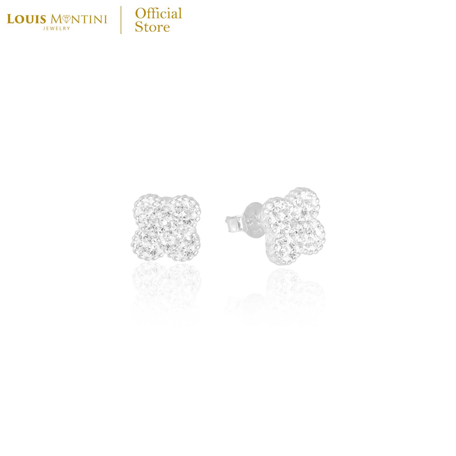 Louis Montini (Jewelry) Sterling Silver 925 Earrings ต่างหูเงินแท้ 92.5% รูปดอกไม้ LJER27
