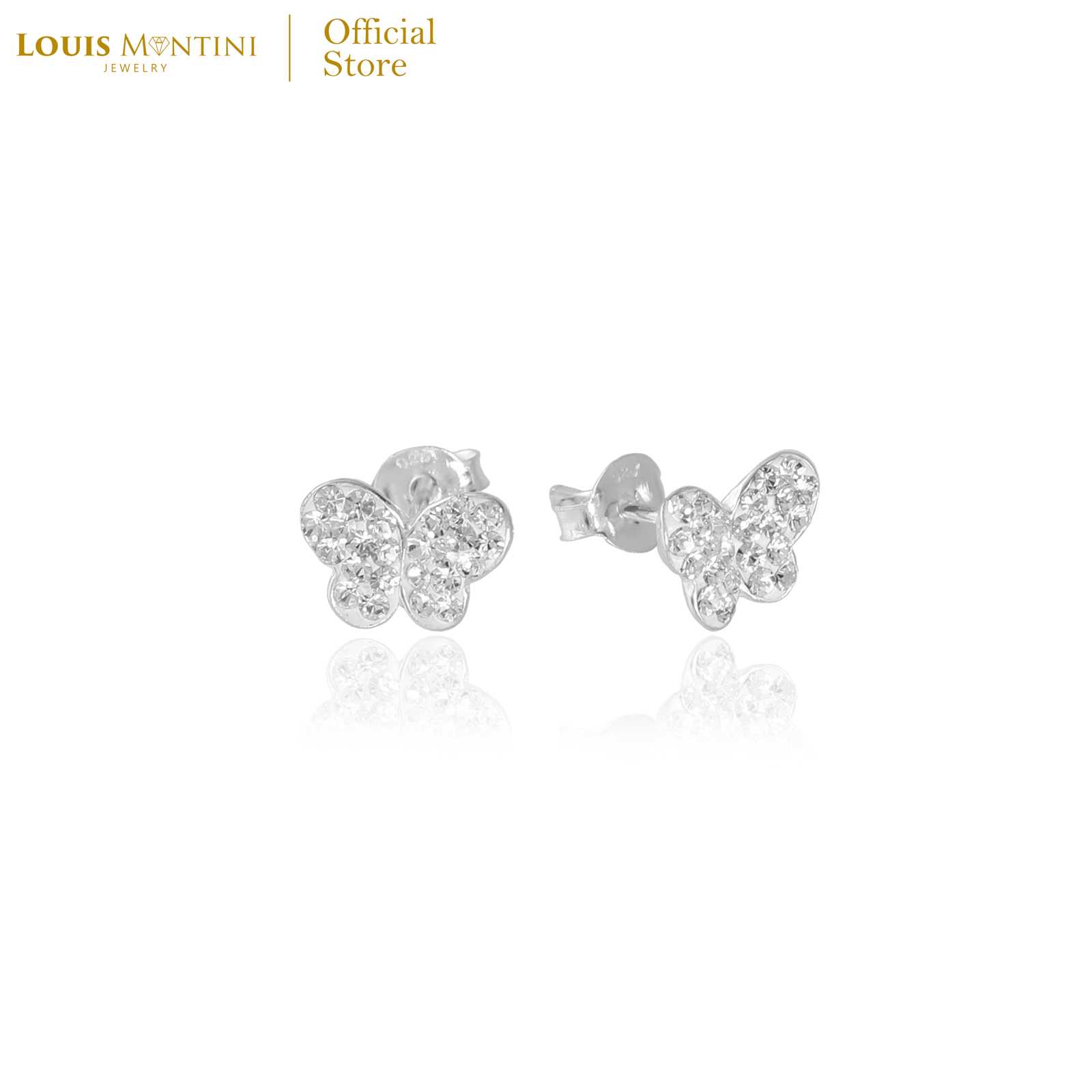 Louis Montini (Jewelry) Sterling Silver 925 Earrings ต่างหูเงินแท้ 92.5% รูปผีเสื้อ LJER29
