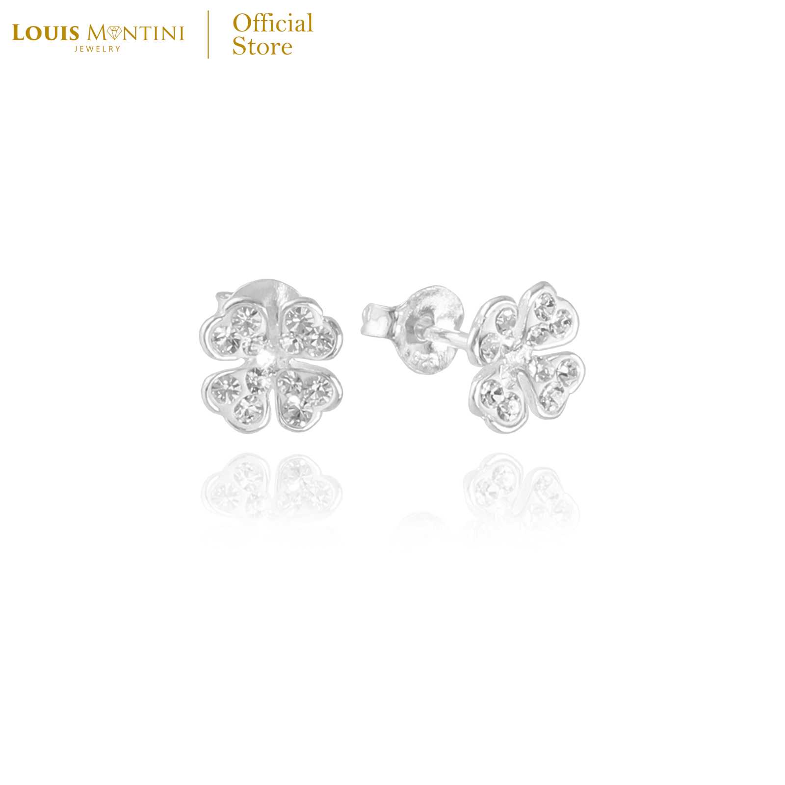 Louis Montini (Jewelry) Sterling Silver 925 Earrings ต่างหูเงินแท้ 92.5%  รูป Clover LJER31